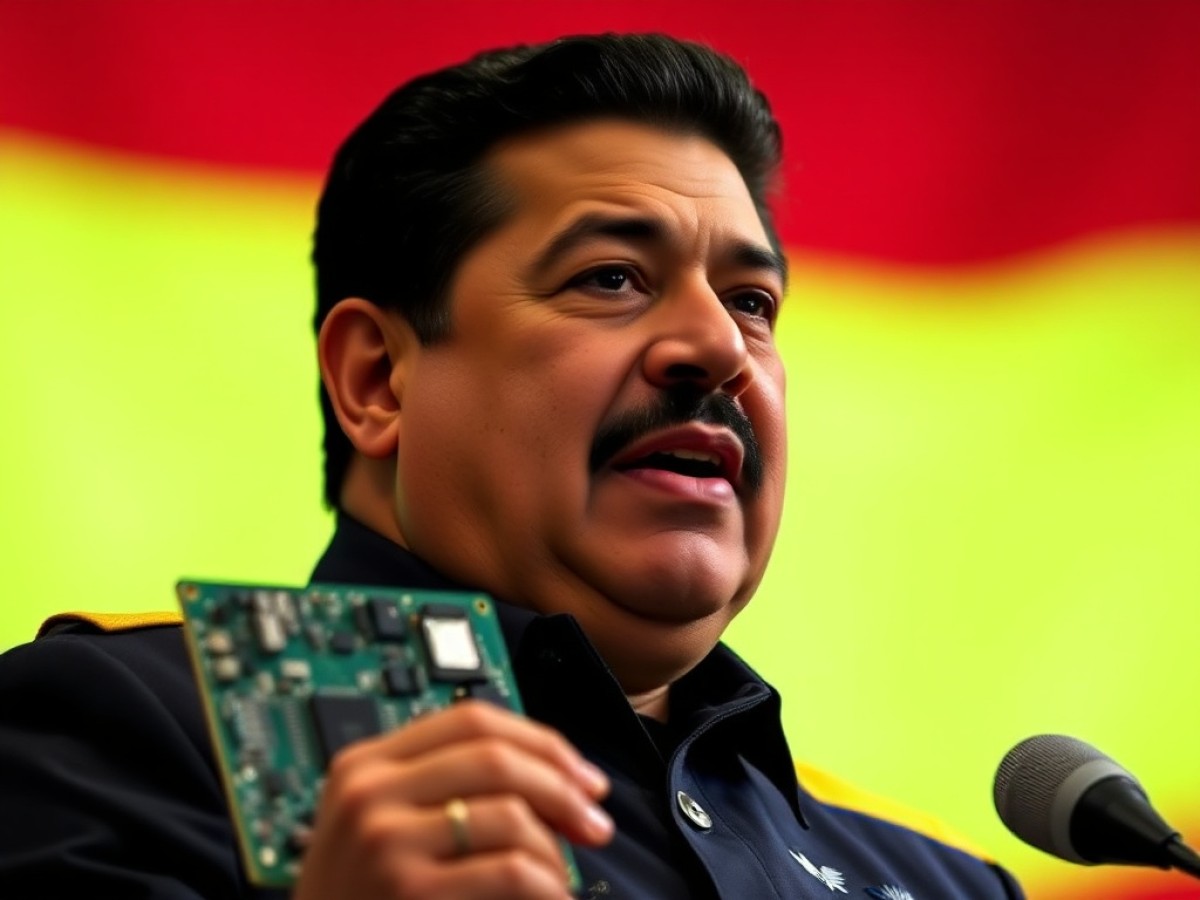 Maduro anuncia que van a fabricar en Venezuela "los microchips esos famosos de Nvidia"... mientras sujeta la placa de un Mac de los 90