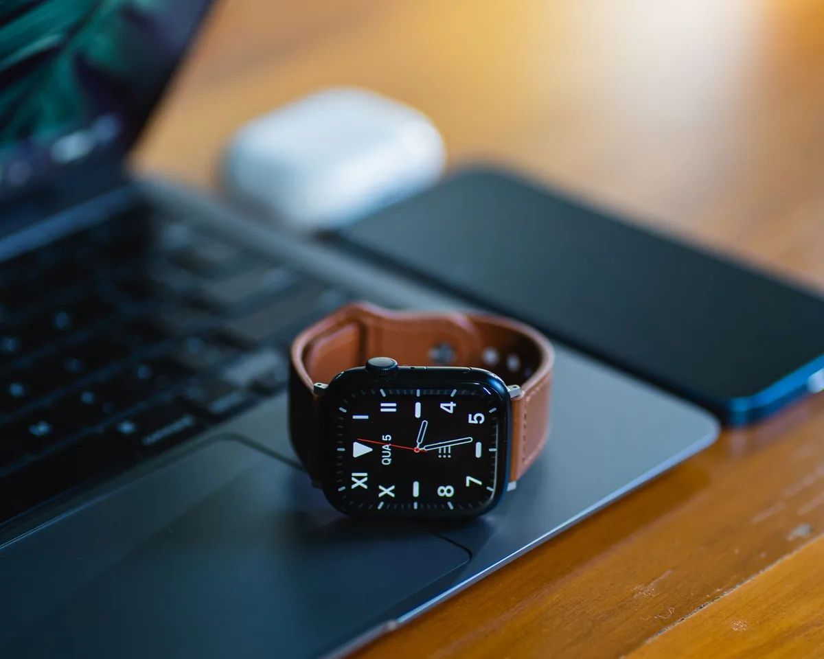 Multiple smartwatch models arranged side by side on a neutral surface, different screen sizes and bezels visible