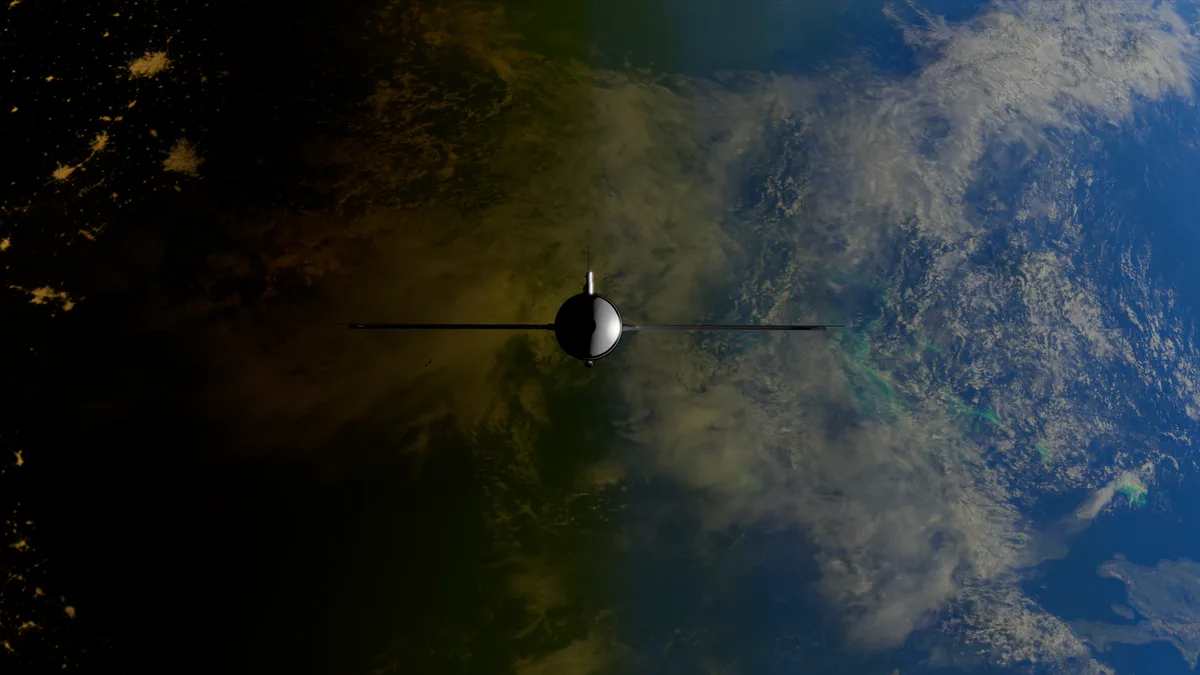 Representación de la misión DART impactando un asteroide para desviar su trayectoria
