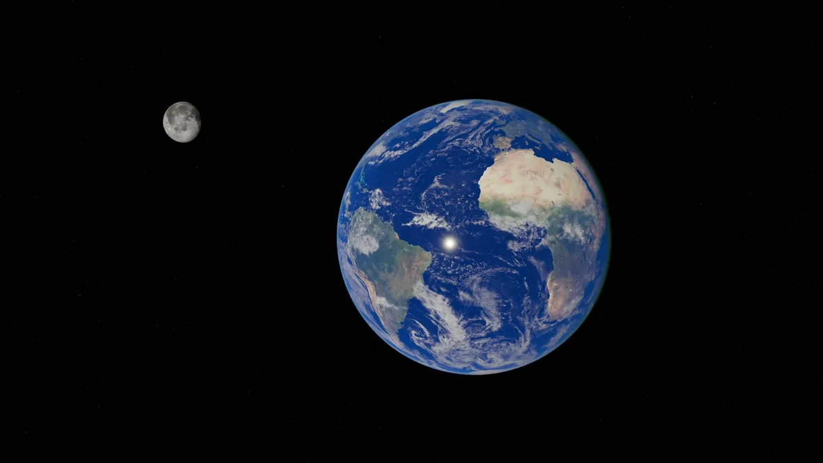 Visualización del asteroide Apophis pasando cerca de la órbita terrestre en 2029
