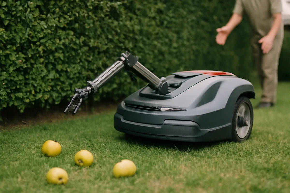 Robot cortacésped con IA de MOVA recolecta fruta y deja tu jardín como nuevo